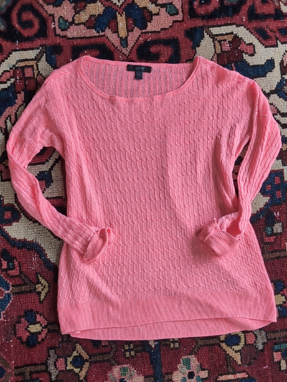 J.Crew Neon Coral Linen Scoop neck Top